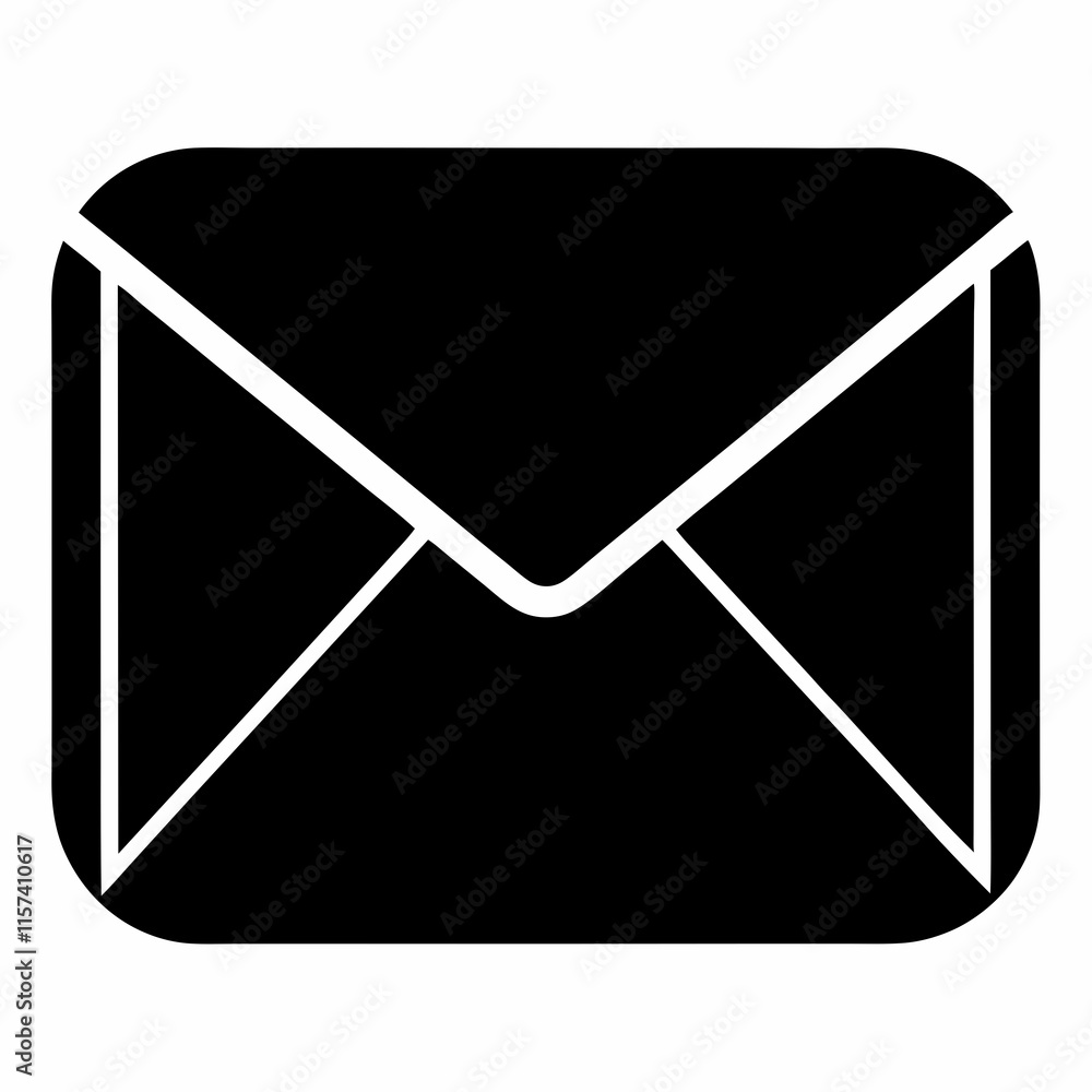 Email Envelope Black Silhouette Vector Email Envelope Black Silhouette Vector