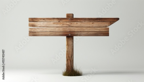 Rustic Wooden Signpost Isolated on Neutral Background for Creative Projects and Design