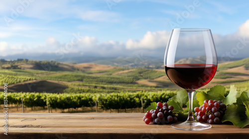 Wallpaper Mural Glass of red wine with vineyard landscape Torontodigital.ca