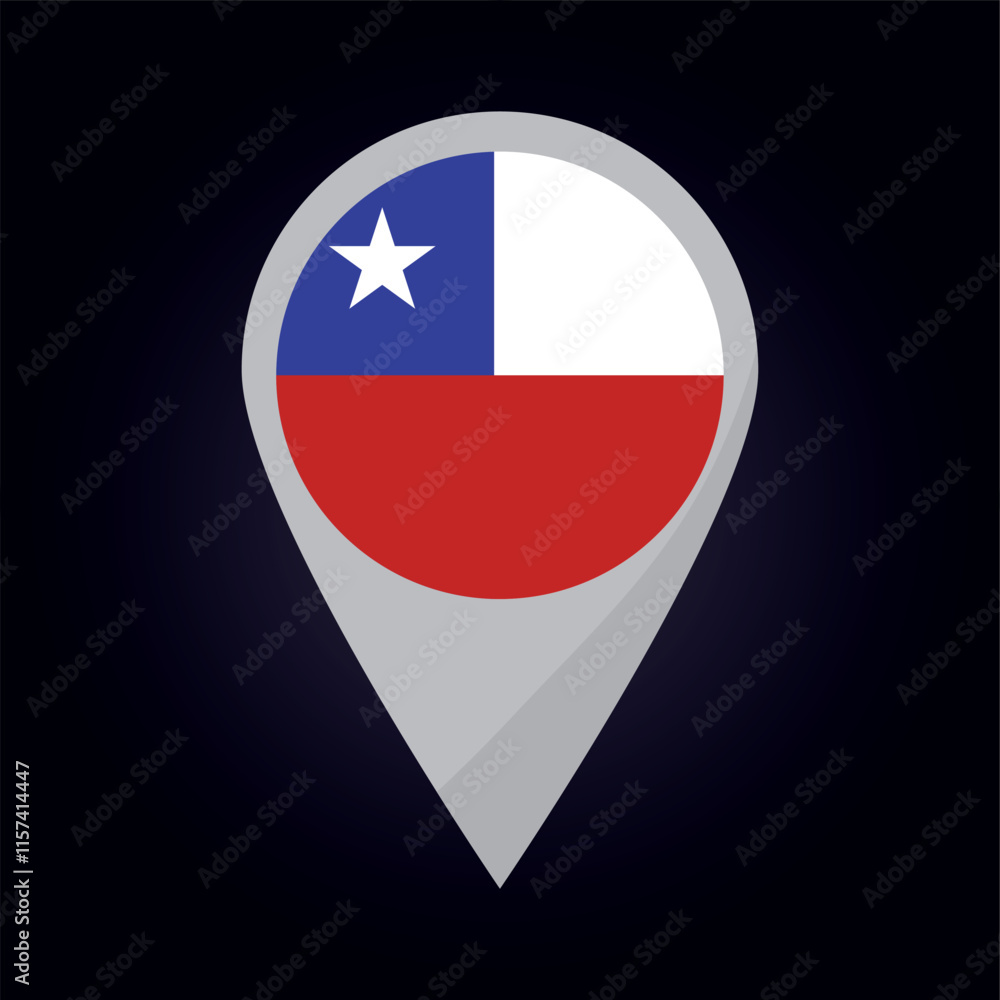 Chile Flag on Location Pin. vector illustration Chile Flag on Location Pin. vector illustration