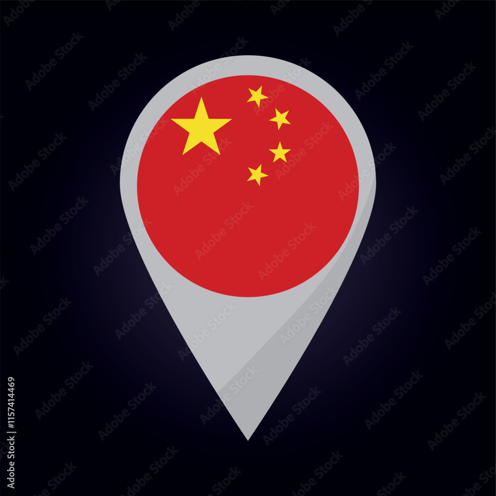 China Flag on Location Pin. vector illustration China Flag on Location Pin. vector illustration