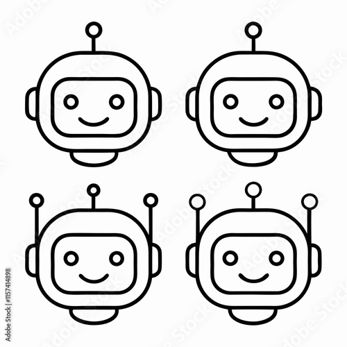 Robot Face Icon lineart Bundle Vector Design.