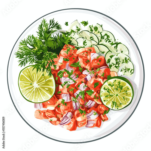 Ceviche Plate with Fresh Lime and Herbs