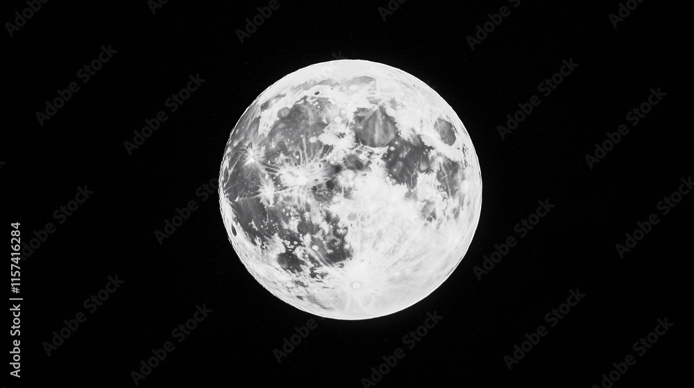 Obraz premium Full Moon, Monochrome View