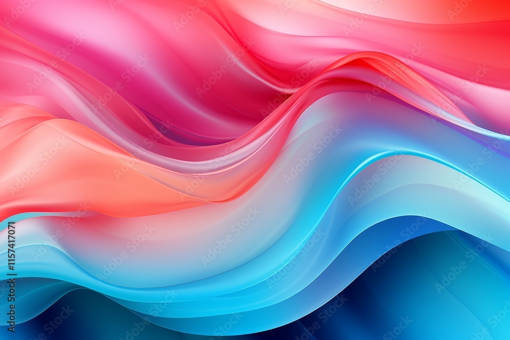 Vibrant colorful wavy abstract background featuring textured layers of translucent fabric Vibrant colorful wavy abstract background featuring textured layers of translucent fabric