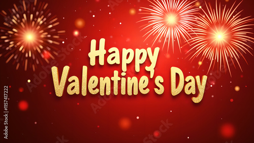 Wallpaper Mural Happy Valentine's Day greeting with fireworks. Concept of celebration, love, and romance. Torontodigital.ca