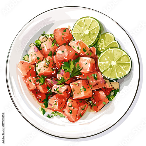 Ceviche Plate with Fresh Lime and Herbs