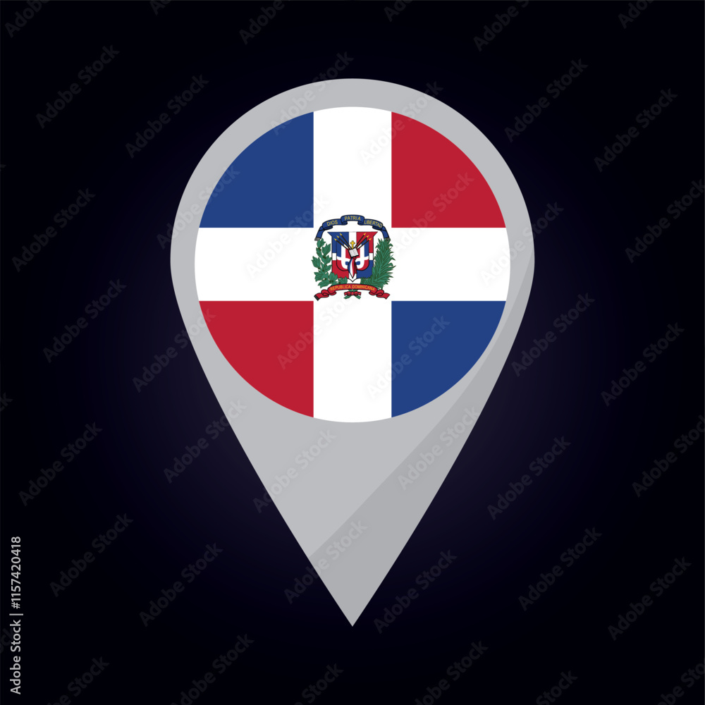 Dominican Republic Flag on Location Pin. vector illustration Dominican Republic Flag on Location Pin. vector illustration