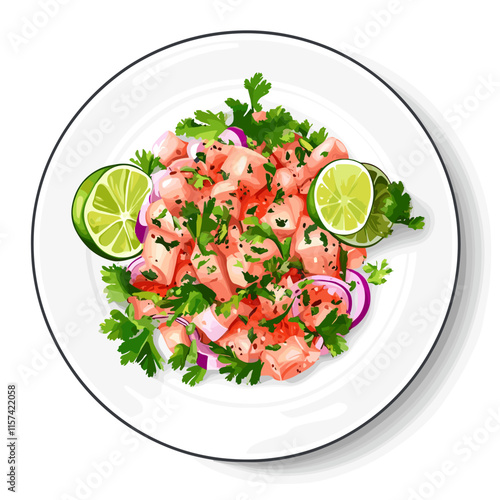 Ceviche Plate with Fresh Lime and Herbs