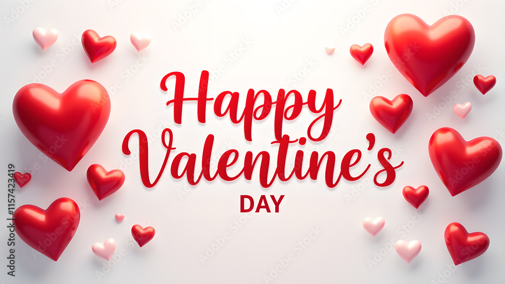 Happy Valentine's Day with red and pink hearts. Romantic and festive greeting card. Happy Valentine's Day with red and pink hearts. Romantic and festive greeting card.