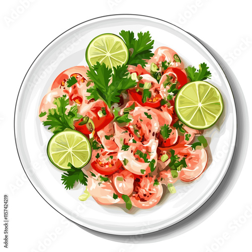 Ceviche Plate with Fresh Lime and Herbs