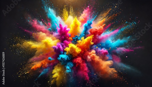 Color powder splash rainbow background paint holi smoke colour . Powder color splash explosion dust ink burst splatter white texture isolated black spray party blue wallpaper cloud pink stain