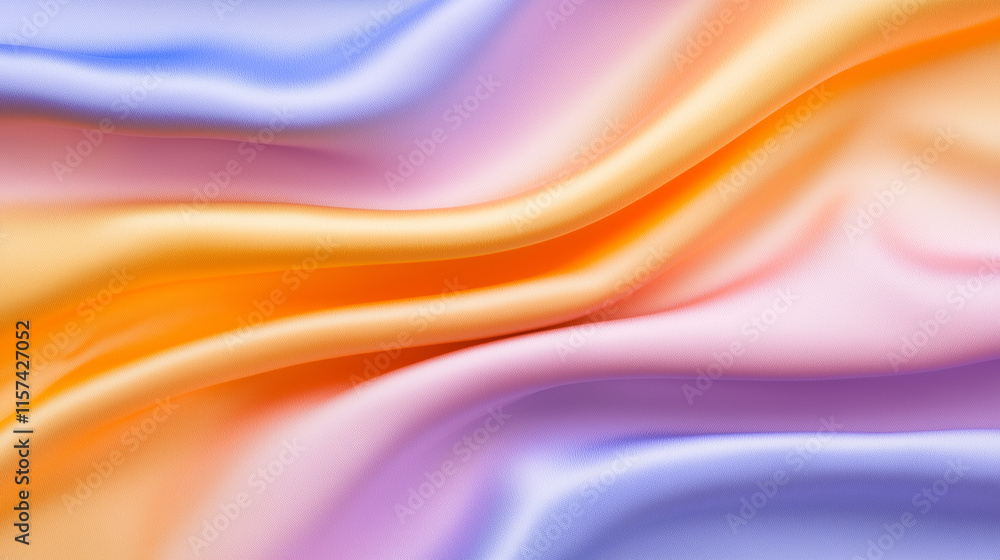 Obraz premium Draped Satin Fabric in Pastel Blue, Pink, and Orange Hues