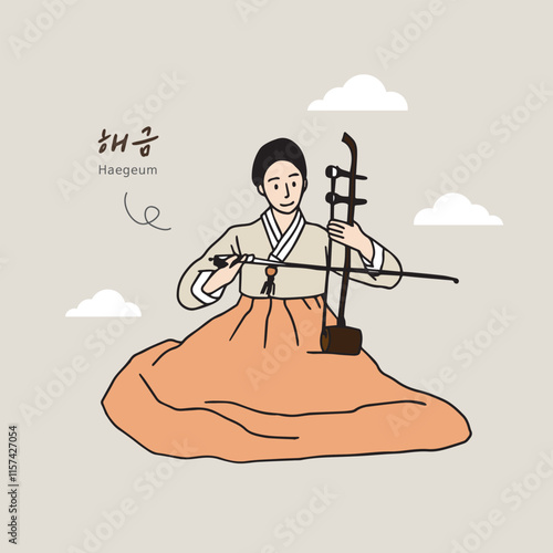 Haegeum Illustration, a Korean musical instrument photo