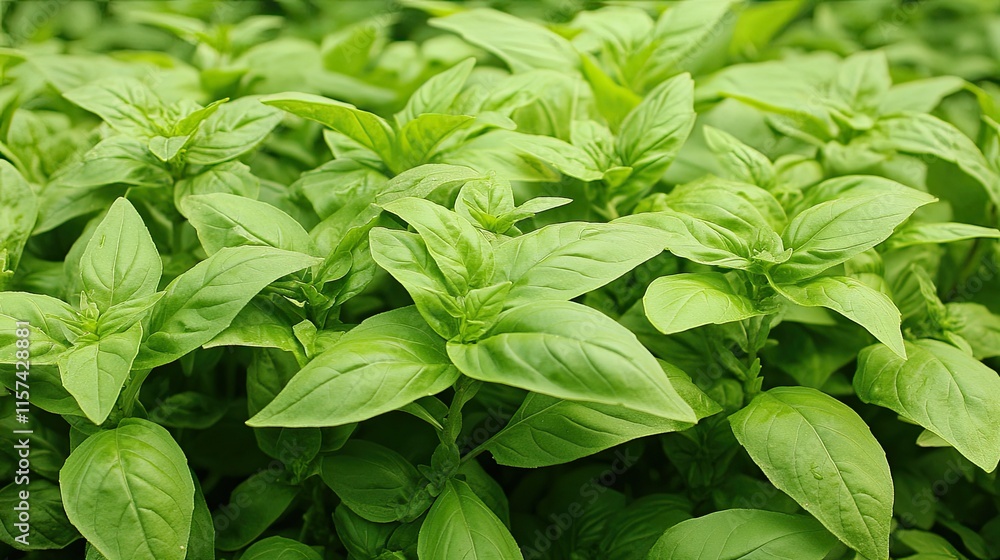 Lush green basil plants densely packed in a garden bed, showcasing vibrant foliage and healthy growth. Lush green basil plants densely packed in a garden bed, showcasing vibrant foliage and healthy growth.