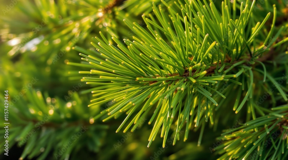 Close-up of green pine needles with natural textures for eco-friendly branding, holiday-themed designs, seasonal packaging, and wellness promotions Close-up of green pine needles with natural textures for eco-friendly branding, holiday-themed designs, seasonal packaging, and wellness promotions