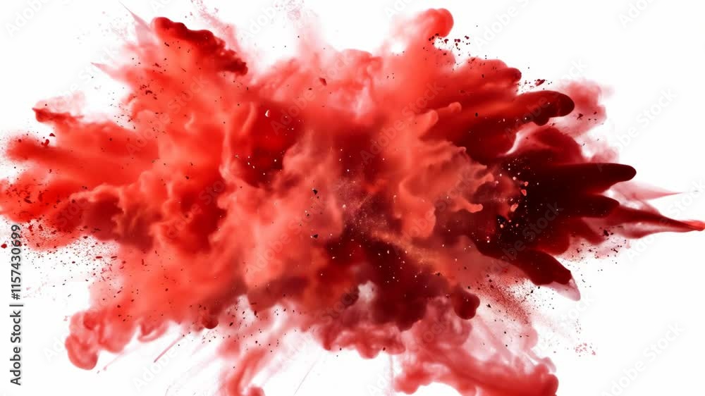 Vibrant Red Explosive Burst Using Colorful Smoke in Artistic Style Vibrant Red Explosive Burst Using Colorful Smoke in Artistic Style