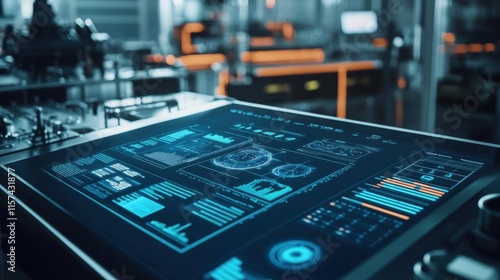 Wallpaper Mural A tightly framed shot of an AIdriven analytics workstation displaying an intricate dashboard with predictive maintenance data surrounded by tools for automated inspections in a factory Torontodigital.ca