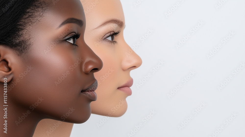 Profile Portraits of Two Women with Different Skin Tones Profile Portraits of Two Women with Different Skin Tones