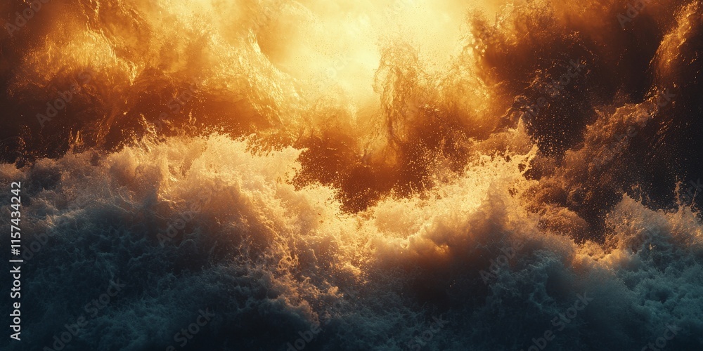 Naklejka premium Gigantic tidal wave capturing nature's raw power and fury