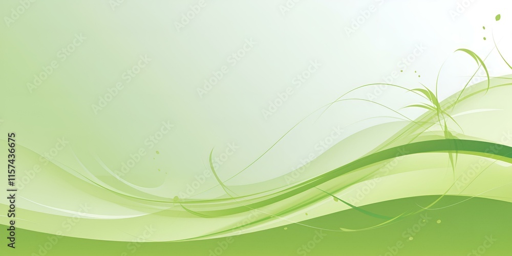 Abstract green wave background with flowing lines and leaves Abstract green wave background with flowing lines and leaves