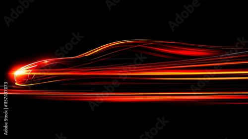 Dynamic car silhouette with vibrant light trails