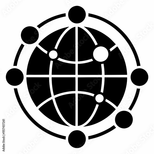 Globe Network Silhouette Vector