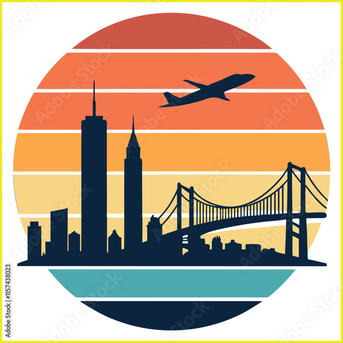 Modern City Graphic T-Shirt Design, Cityscape T-shirt Design