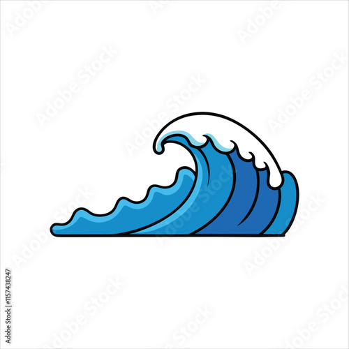 illustration of sea wave, wave vector illustration