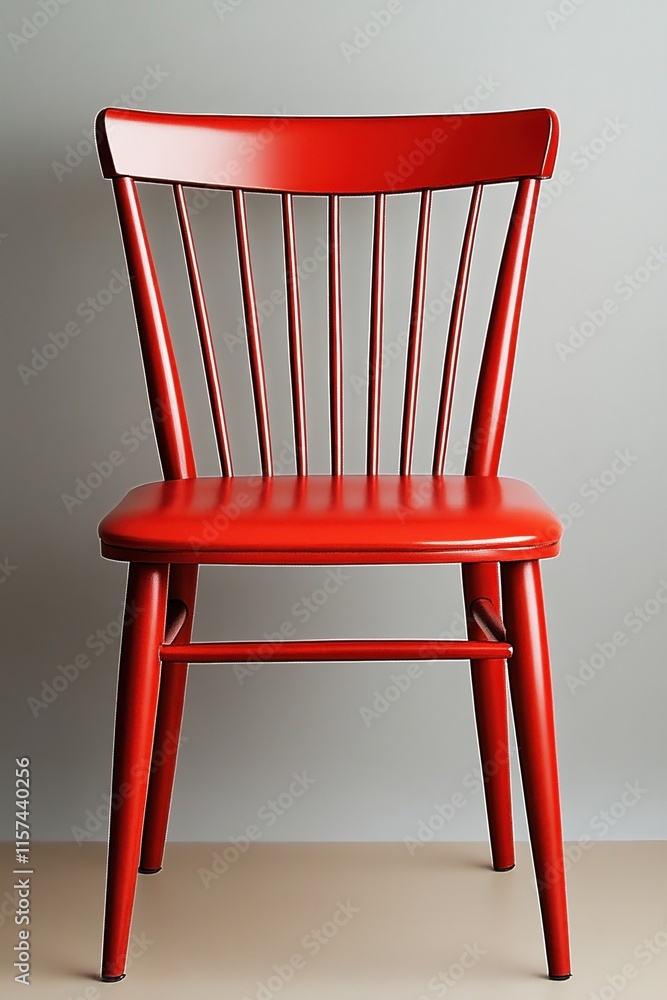 Bold red chair with classic design set against neutral background for a striking and elegant appearance