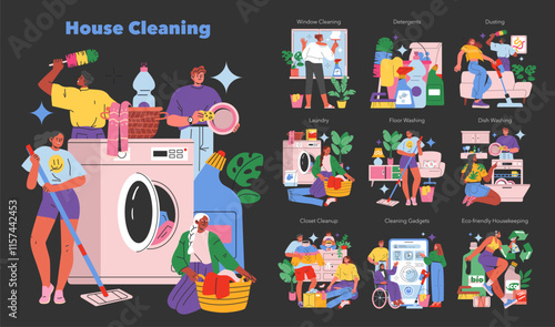 House Cleaning. Flat Vector Illustration