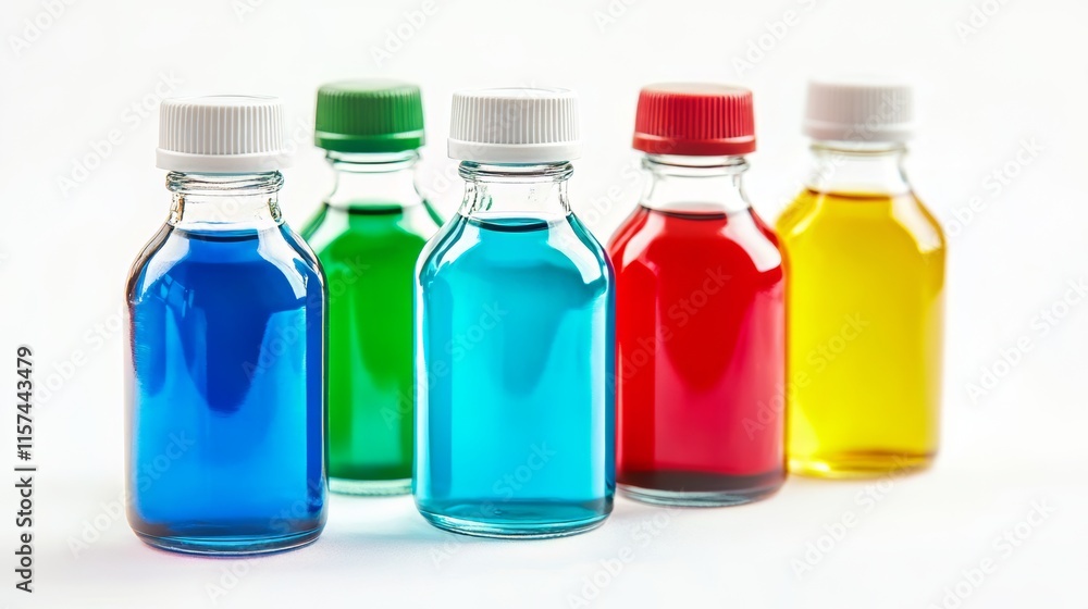 Colorful Liquid Bottles in Different Shades Colorful Liquid Bottles in Different Shades