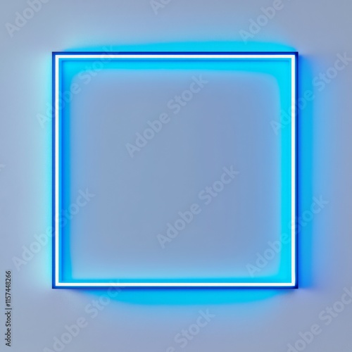 Obraz na płótnie Illuminated square frame: A vibrant, luminous neon frame, radiating a cool blue glow, poised against a subtle backdrop. Capturing the essence of modern design. w salonie