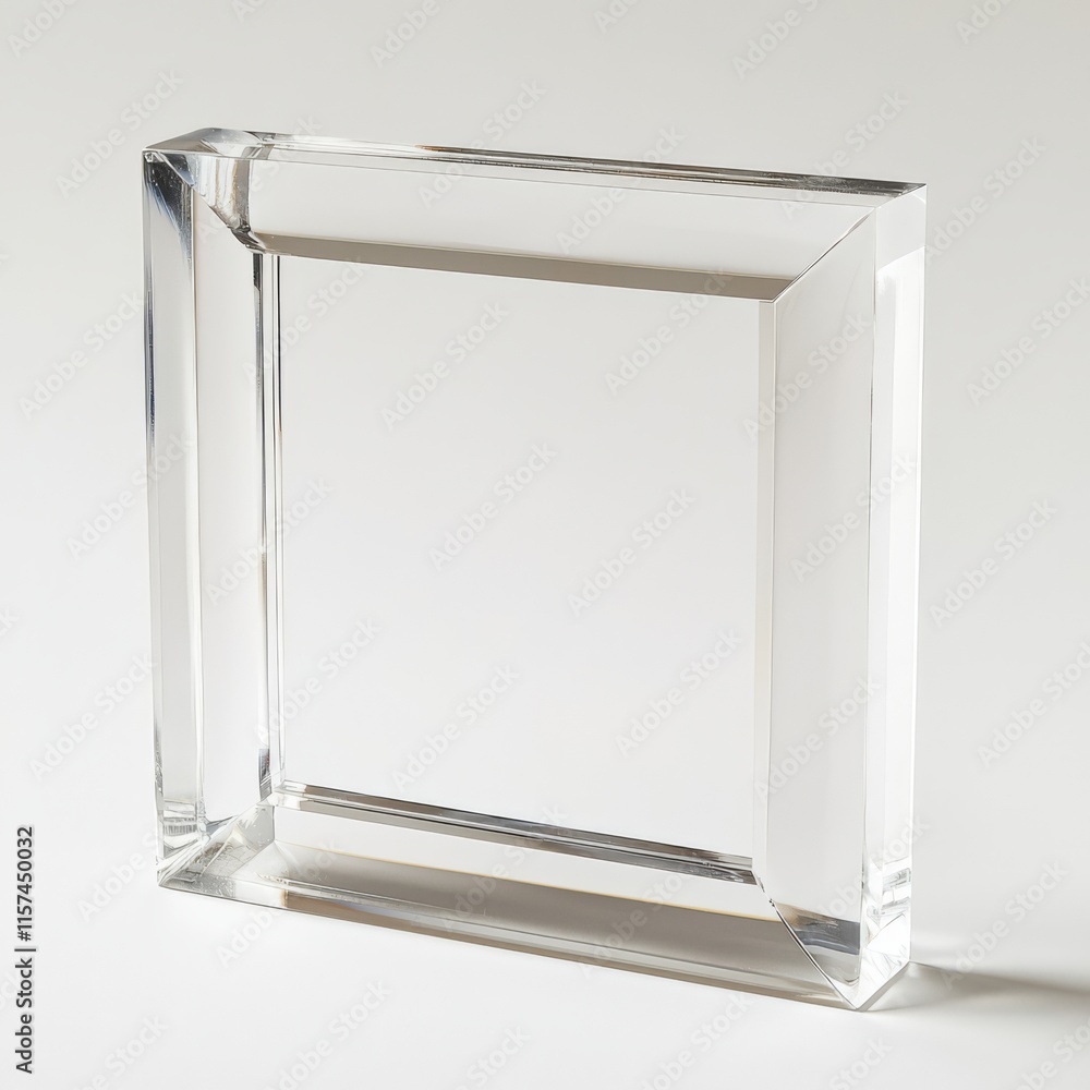 Clear Acrylic Display: A close-up shot of a clear acrylic display, showcasing its pristine transparency, geometric design and minimalist aesthetic, suitable for modern product presentation. Clear Acrylic Display: A close-up shot of a clear acrylic display, showcasing its pristine transparency, geometric design and minimalist aesthetic, suitable for modern product presentation.