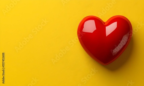 Wallpaper Mural Bright Red Heart Shape on Yellow Background for Artistic Projects Torontodigital.ca