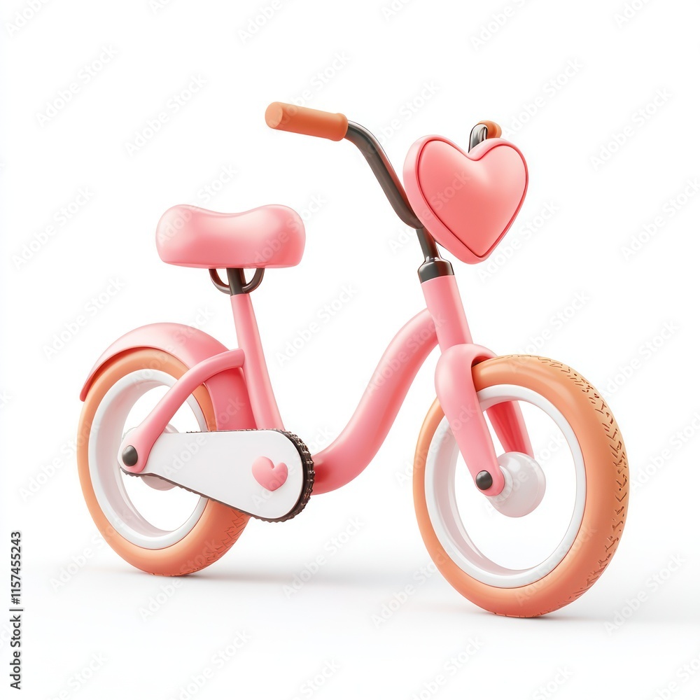 A cuddly stationary bike with a heart-shaped seat. vector style art 3d illustration Isolated on White Background A cuddly stationary bike with a heart-shaped seat. vector style art 3d illustration Isolated on White Background