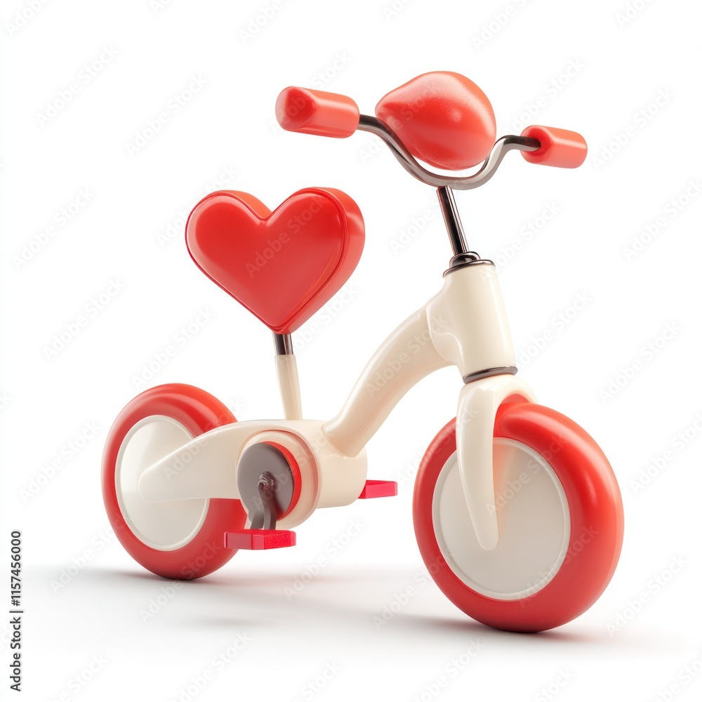 A cuddly stationary bike with a heart-shaped seat. vector style art 3d illustration Isolated on White Background A cuddly stationary bike with a heart-shaped seat. vector style art 3d illustration Isolated on White Background