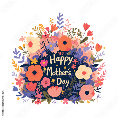 A colorful flowery design with the words Happy Mother's Day written in cursive. The design is meant to convey a sense of warmth and love for mothers on this special day