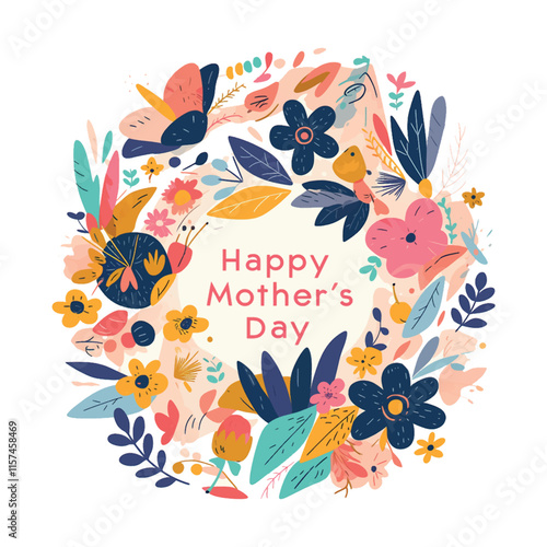 A colorful flowery design with the words Happy Mother's Day written in cursive. The design is meant to convey a sense of warmth and love for mothers on this special day