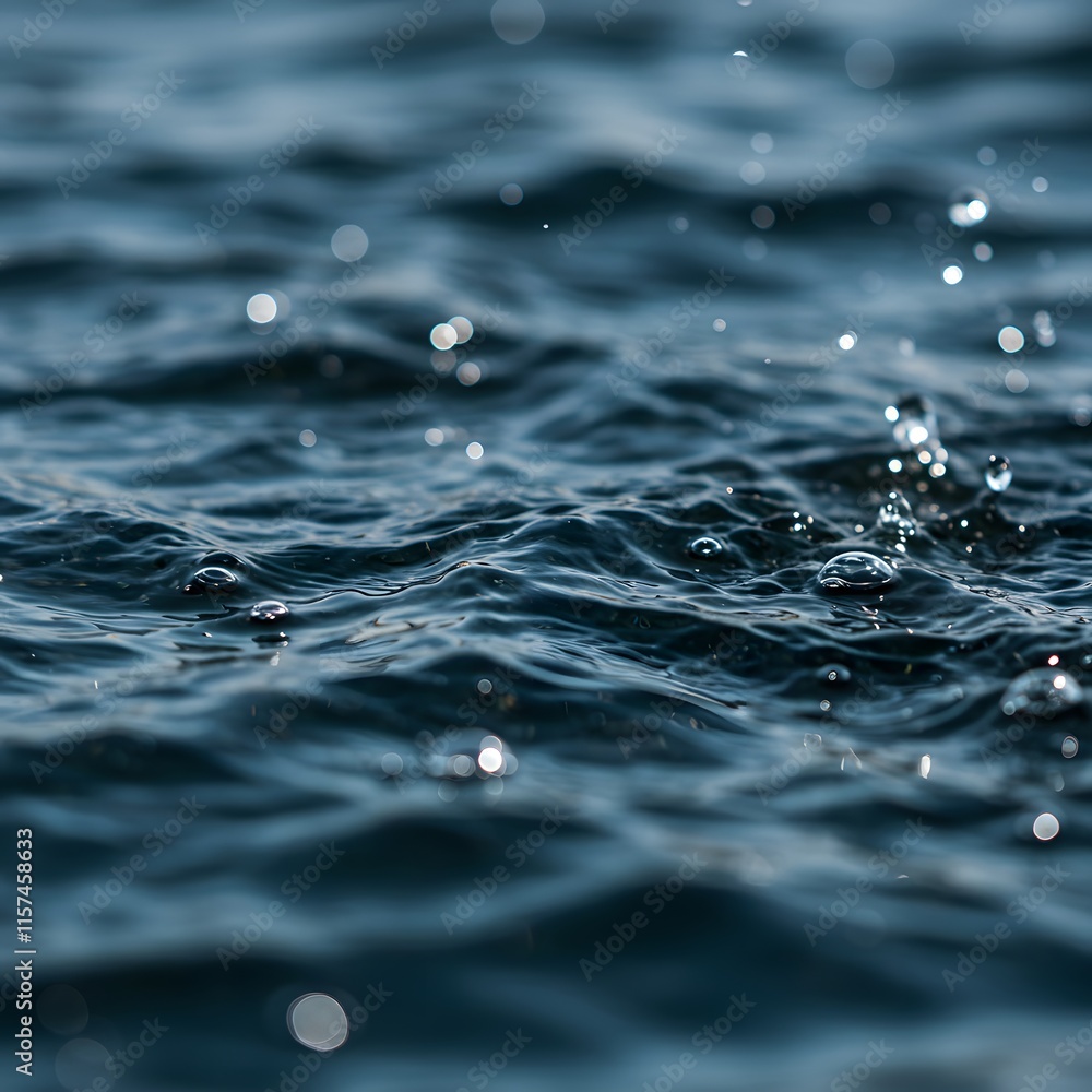 De-focused transparent dark blue colored clear calm water surface texture with splashes and bubbles. Trendy abstract nature background. Water waves in sunlight with copy space. De-focused transparent dark blue colored clear calm water surface texture with splashes and bubbles. Trendy abstract nature background. Water waves in sunlight with copy space.