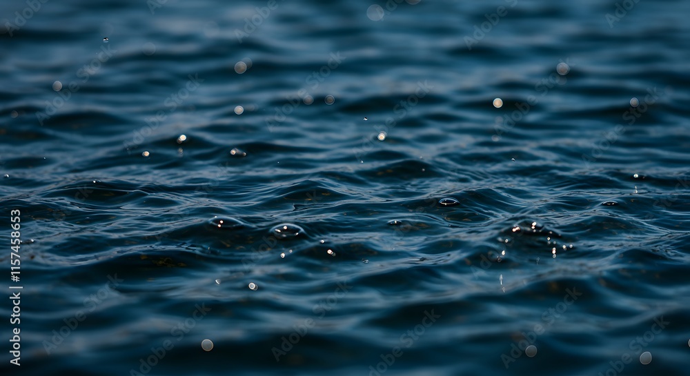 De-focused transparent dark blue colored clear calm water surface texture with splashes and bubbles. Trendy abstract nature background. Water waves in sunlight with copy space. De-focused transparent dark blue colored clear calm water surface texture with splashes and bubbles. Trendy abstract nature background. Water waves in sunlight with copy space.