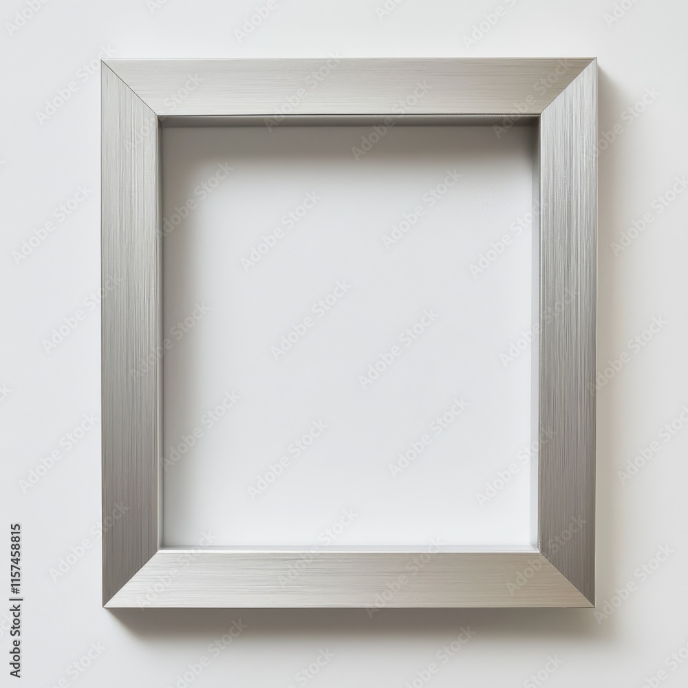 Silver Square Frame: A contemporary square picture frame with a sleek, brushed silver finish, ready to enhance and showcase your treasured memories and artwork. Silver Square Frame: A contemporary square picture frame with a sleek, brushed silver finish, ready to enhance and showcase your treasured memories and artwork.