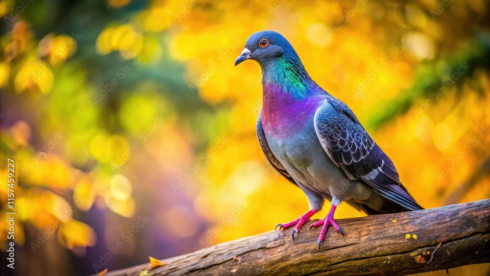 Wild rock dove, a feathered city dweller, rests on a branch, captured in avian photography. Wild rock dove, a feathered city dweller, rests on a branch, captured in avian photography.