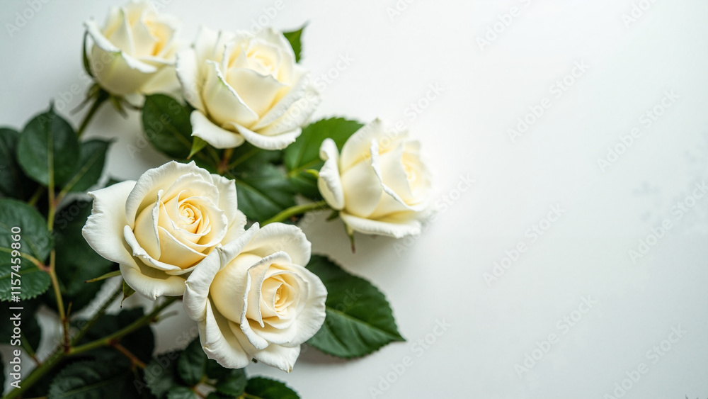 Elegant White Roses on Ethereal Background: Perfect for Wedding Invitations, Skincare Ads, and Romantic Branding Elegant White Roses on Ethereal Background: Perfect for Wedding Invitations, Skincare Ads, and Romantic Branding