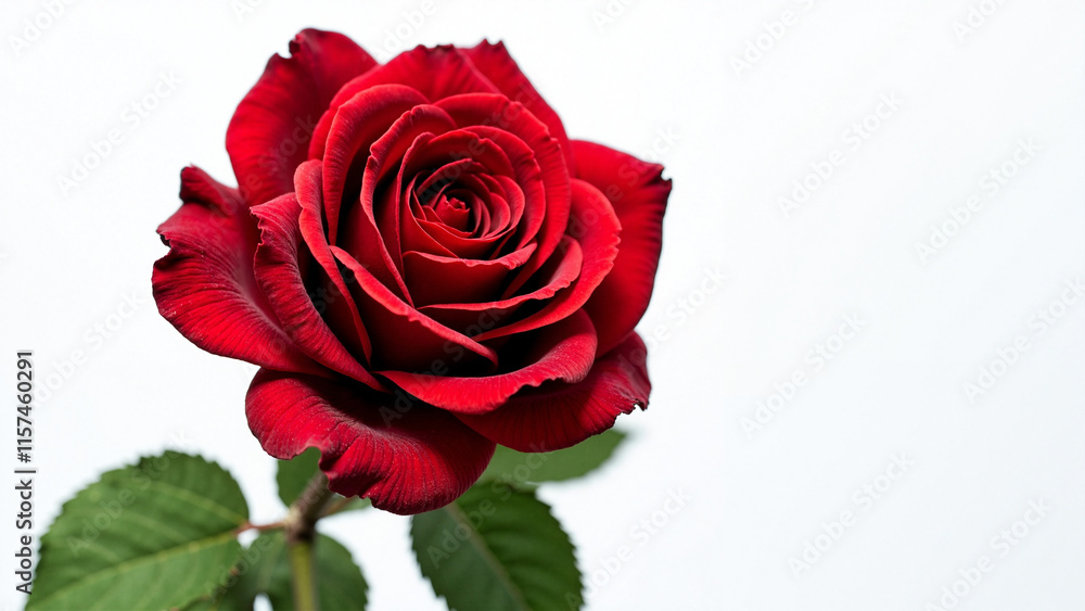 Elegant Red Rose Isolated on White: Perfect for Romantic Designs, Floral Businesses, and Valentine's Day Marketing Elegant Red Rose Isolated on White: Perfect for Romantic Designs, Floral Businesses, and Valentine's Day Marketing