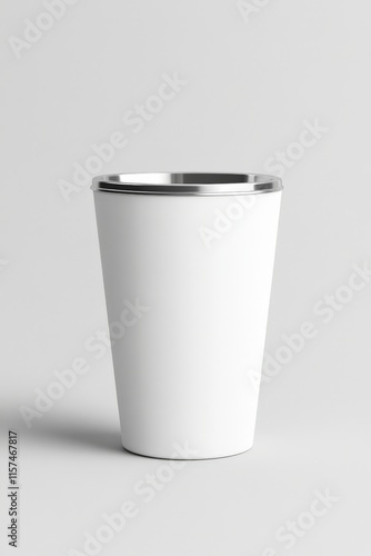 Wallpaper Mural A sleek white metal drinking cup placed in a studio setting with minimalist aesthetics. Torontodigital.ca