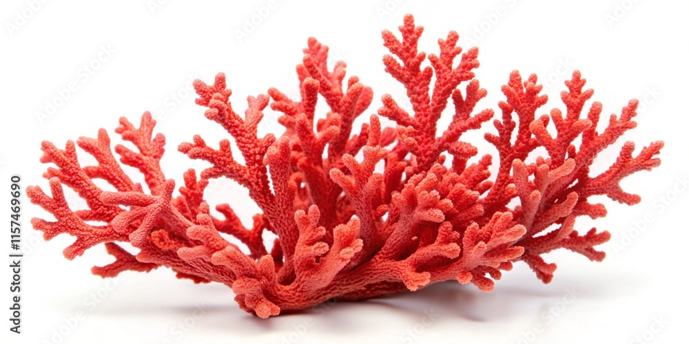 Coral irregular shape beads, coral branches close up at white background Coral irregular shape beads, coral branches close up at white background