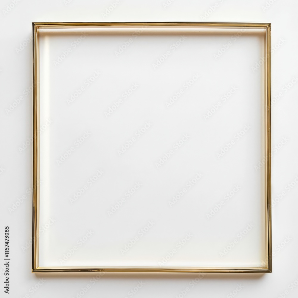 Fototapeta premium Golden Frame: A minimalist and elegant golden frame against a white background, ready to display your artwork or treasured memories.