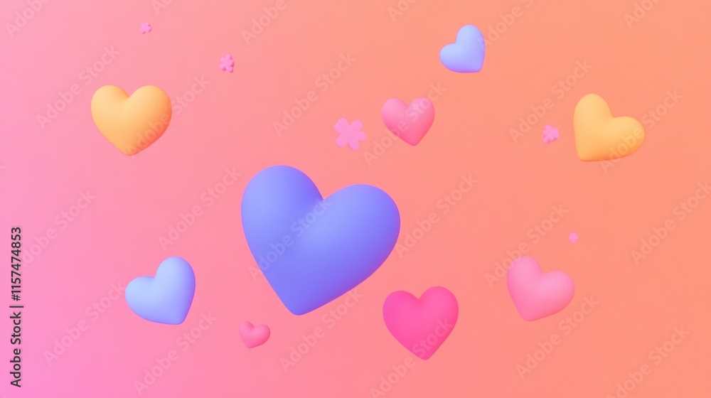 Pastel 3D Hearts with Soft Romantic Appeal Pastel 3D Hearts with Soft Romantic Appeal