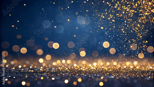 Wallpaper Mural Abstract Dark Blue and Gold Glittering Bokeh Background Torontodigital.ca